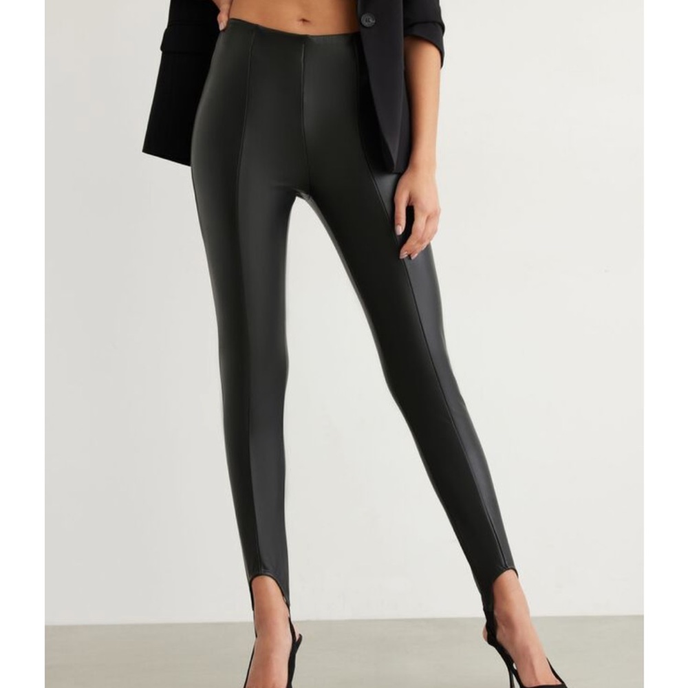 Dynamite stirrup faux leather leggings
